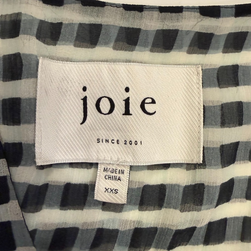 Joie Tobey Sz XXS Boho Black Cream 100% Silk Check Maxi Dress Oversized EUC - Picture 10 of 14